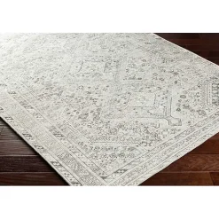 Cream Traditional Washable Area Rug, 5x7