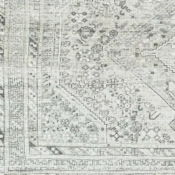 Cream Traditional Washable Area Rug, 6x9