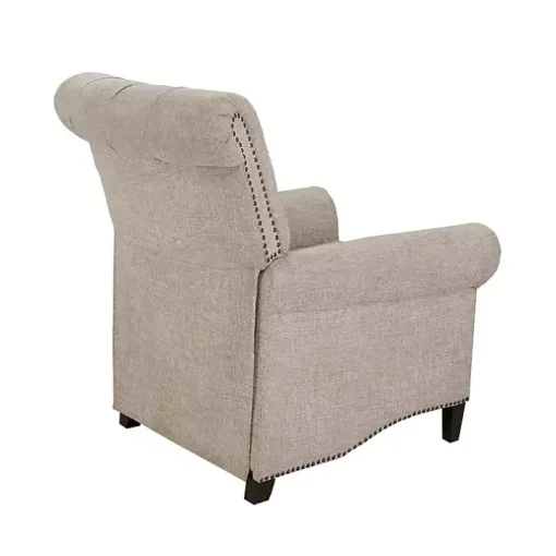 Cream Tufted Back Nailhead Trim Recliner Armchair
