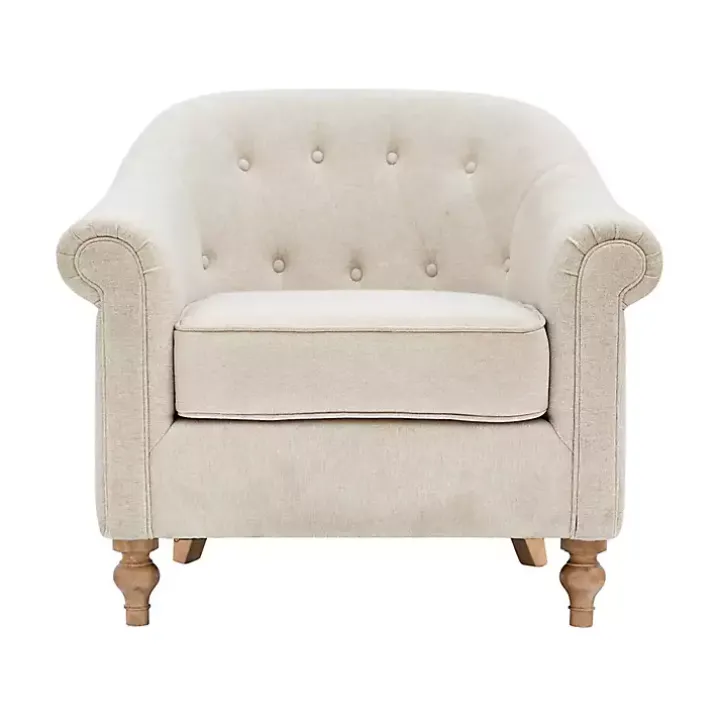 Cream Tufted Farmhouse Accent Chair