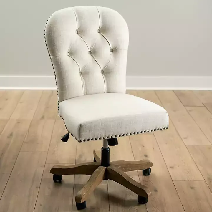Cream Tufted with Nailhead Trim Office Chair