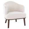 Cream Upholstered Midcentury Modern Accent Chair
