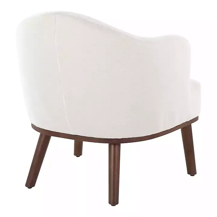 Cream Upholstered Midcentury Modern Accent Chair