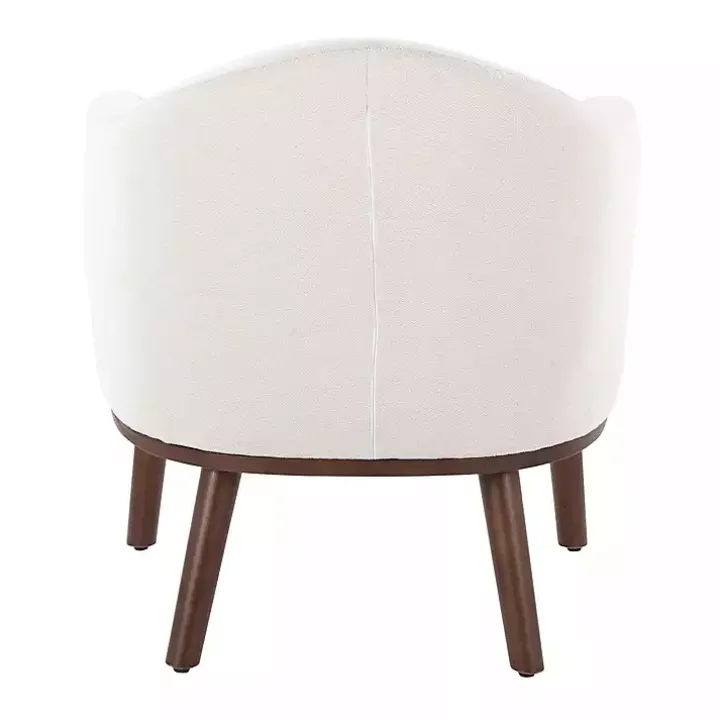 Cream Upholstered Midcentury Modern Accent Chair