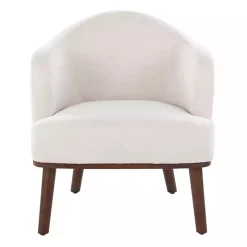 Cream Upholstered Midcentury Modern Accent Chair