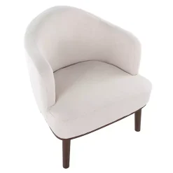 Cream Upholstered Midcentury Modern Accent Chair