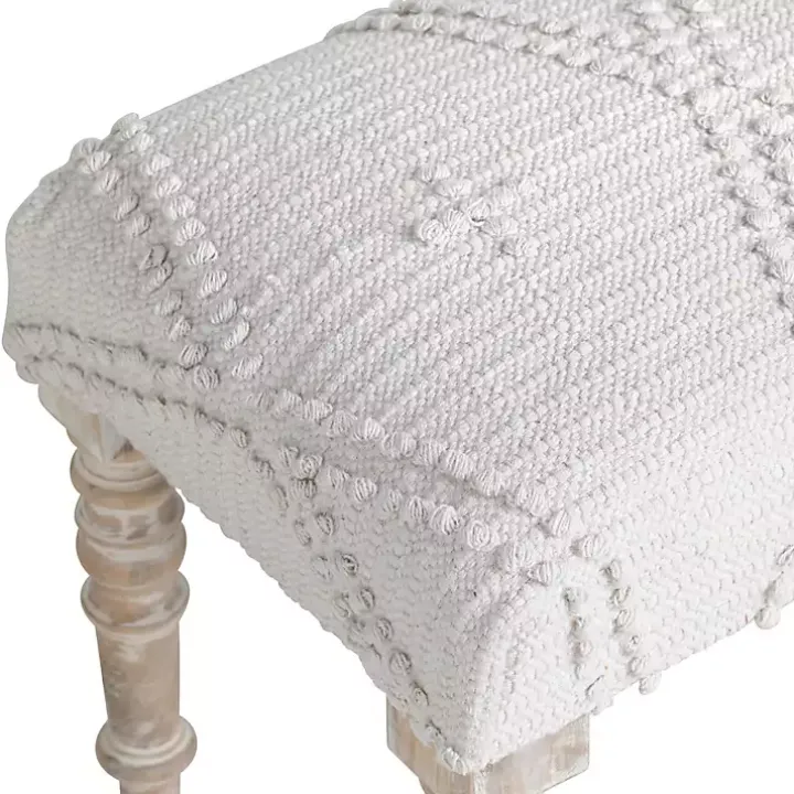 Cream Upholstered Spindle Leg Bench