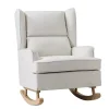 Cream Upholstered Wingback Rocking Chair