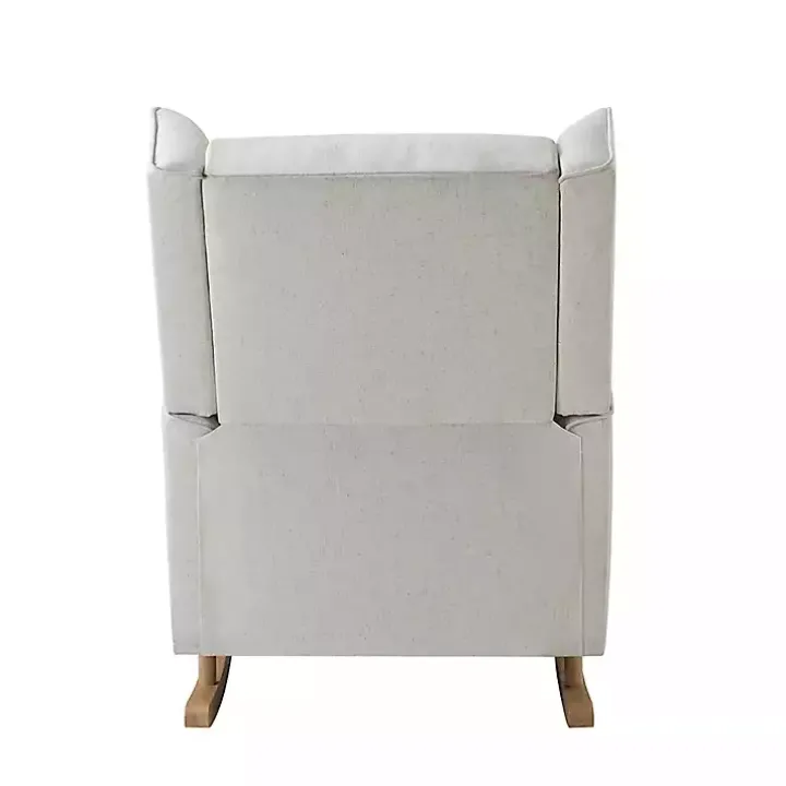 Cream Upholstered Wingback Rocking Chair