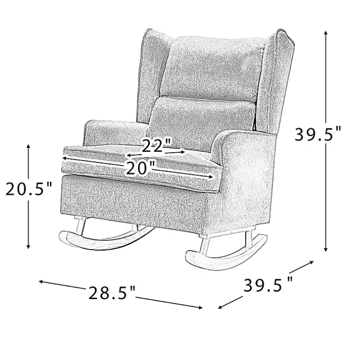 Cream Upholstered Wingback Rocking Chair