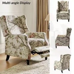 Cream Vintage Floral Reclining Armchair