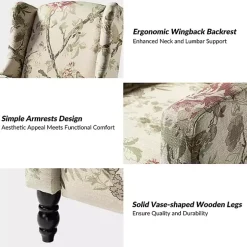 Cream Vintage Floral Reclining Armchair