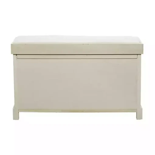 Cream Wood Bench with Storage Baskets