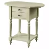 Cream Wood 2-Drawer Drop Leaf Side Table