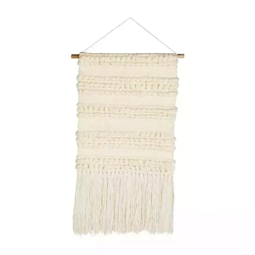 Cream Woven Fringe Macrame Wall Hanging