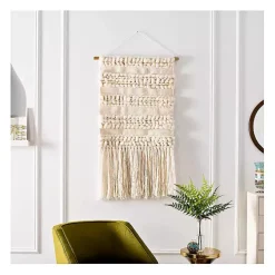Cream Woven Fringe Macrame Wall Hanging
