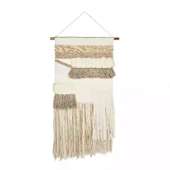 Cream Woven Layered Textured Macrame Wall Hanging