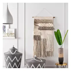 Cream Woven Layered Textured Macrame Wall Hanging