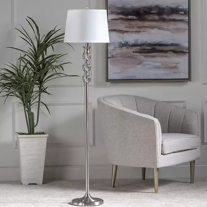 Crystal and Silver Metal Floor Lamp