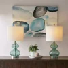 Curved Blue Glass Table Lamps, Set of 2