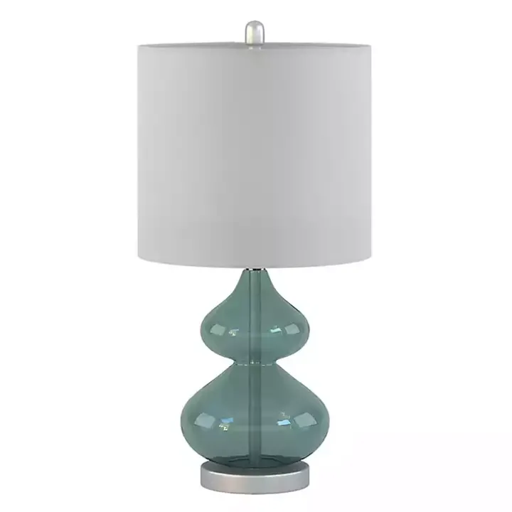 Curved Blue Glass Table Lamps, Set of 2