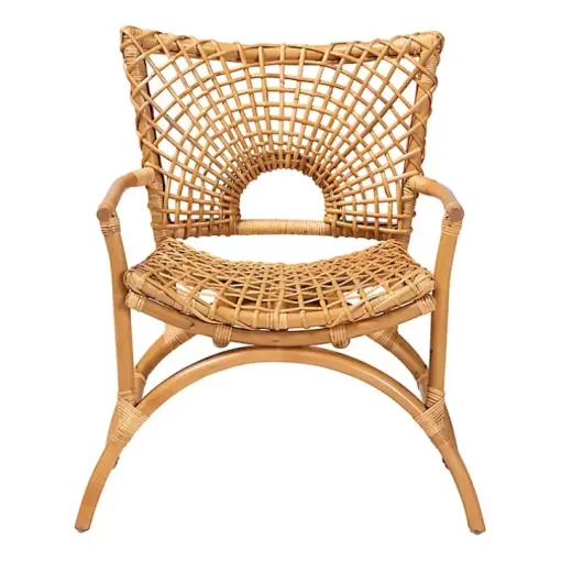 Curved Natural Rattan Woven Accent Chair