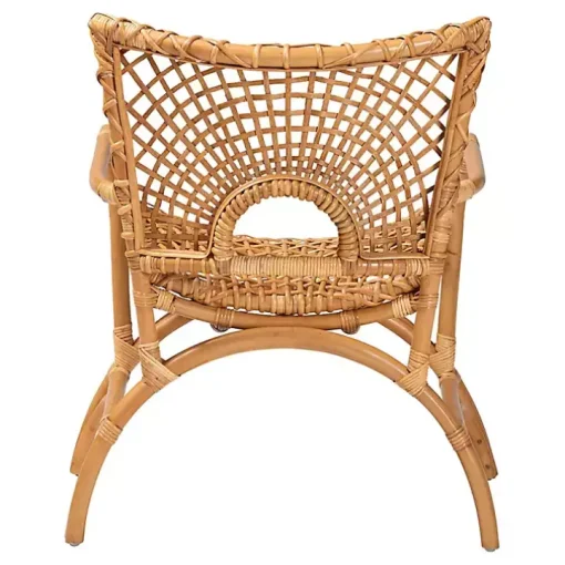Curved Natural Rattan Woven Accent Chair