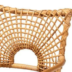 Curved Natural Rattan Woven Accent Chair