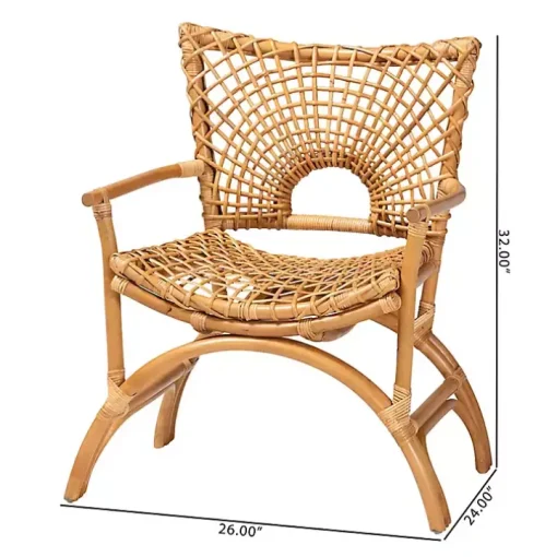 Curved Natural Rattan Woven Accent Chair