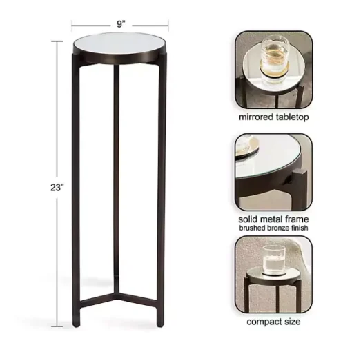 Dark Bronze Mirrored Tabletop Aguilar Drink Table
