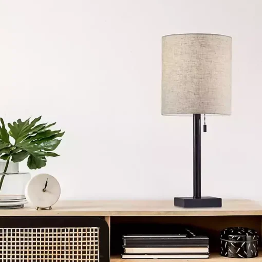 Dark Bronze Square Base Table Lamp