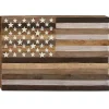 Dark Brown American Flag Wooden Wall Sculpture
