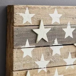 Dark Brown American Flag Wooden Wall Sculpture