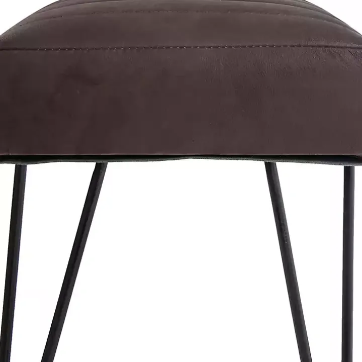 Dark Brown Leather Tufted Panel Bench