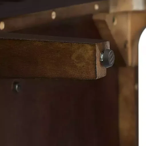 Dark Brown Slatted Sliding Door Sideboard