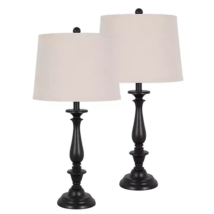 Dark Brown Transitional Table Lamps, Set of 2