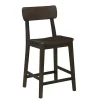 Dark Brown Wood Open Back Counter Stool