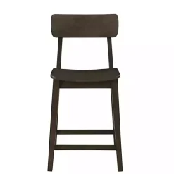 Dark Brown Wood Open Back Counter Stool