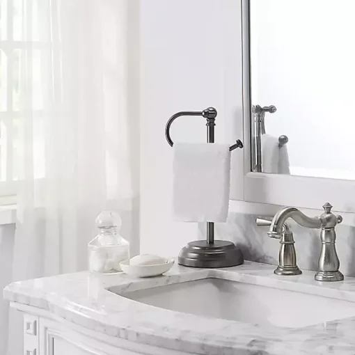 Dark Chrome Hook Countertop Towel Holder