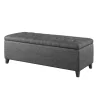 Dark Gray Button Tufted Storage Bench