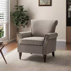 Dark Gray Miriam Nailhead Trim Armchair
