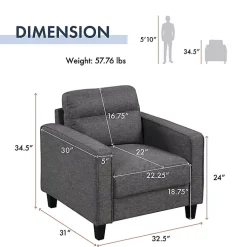 Dark Gray Performance Fabric Danna Accent Chair