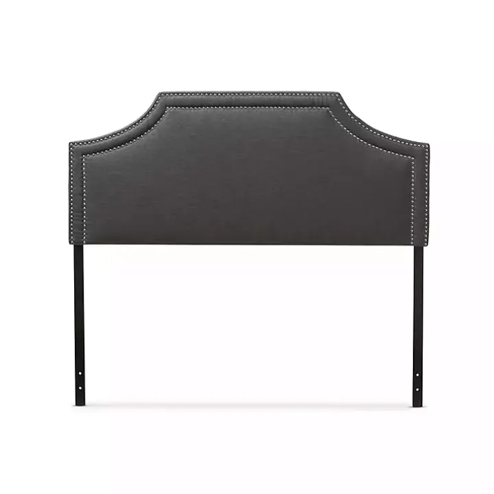Dark Gray Scalloped Corner Queen Headboard