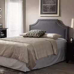 Dark Gray Scalloped Corner Queen Headboard