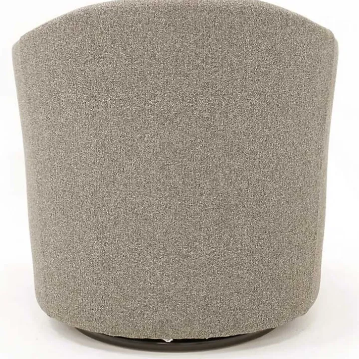 Dark Gray Tufted Swivel Barrel Accent Chair