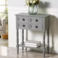 Dark Gray Wood 4-Drawer Barrett Console Table