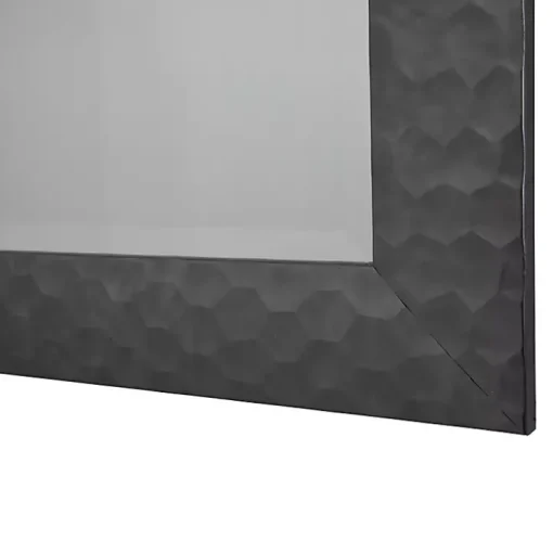 Dark Gray Wood Framed Beveled Edge Wall Mirror