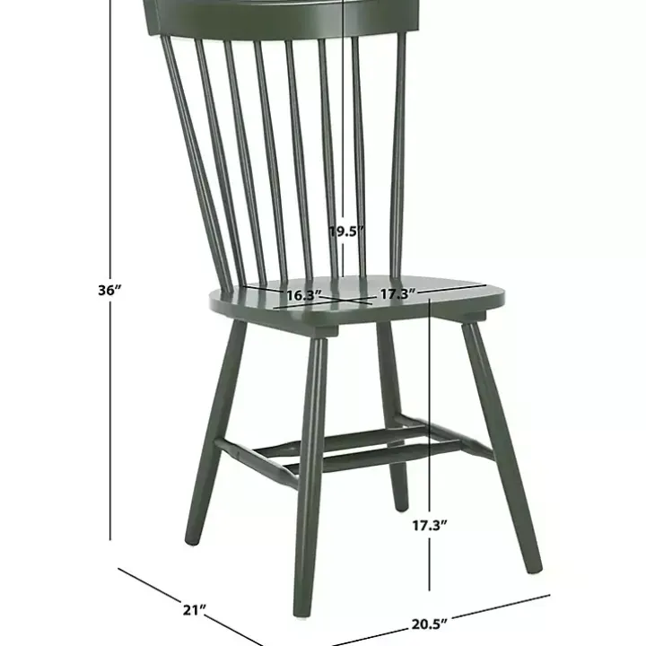 Dark Green Parker Spindle Dining Chairs, Set of 2