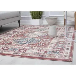 Dark Terra Cotta Bordered Area Rug, 8x10