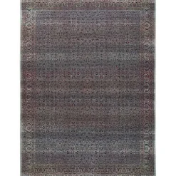 Dark Vintage Floral Washable Area Rug, 7x9